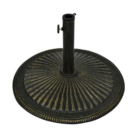 Best Choice Products Round 50-pound Heavy-Duty Rustic Cast Iron Patio Umbrella Base Stand w/ Removable Stem and Tightening Knob, Bronze