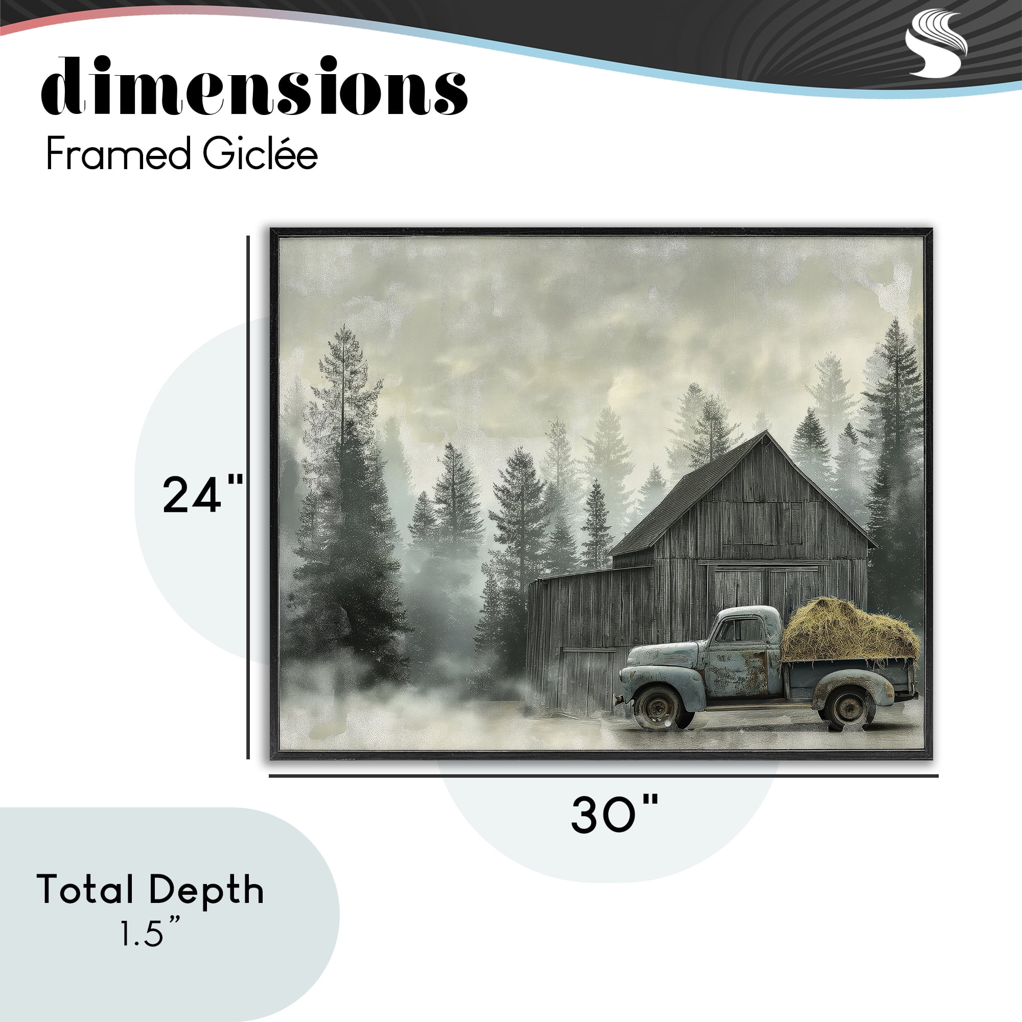 Stupell Industries Vintage Pickup at Misty Barn Black Framed Giclee Art, design by Imagine It Images