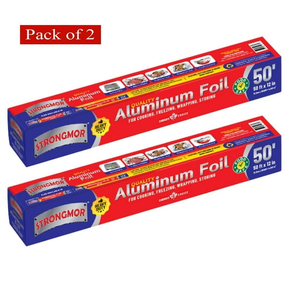 Strongmor Aluminum Foil Heavy Duty 50 Ft x 12 In (Pack of 2)