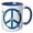 Blue/White, variant on 3drose, Deep Aqua Blue Butterflies Peace Sign- Inspirational Art, 11oz Magic Transforming Mug