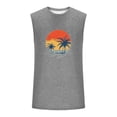 thumbnail image 2 of APEXFWDT Men's Hawaiian Printed Tank Top Trendy Sleeveless Casual Beach Top Crew Neck Athletic T-shirt,M,Gray2, 2 of 4