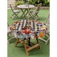 thumbnail image 3 of Outdoor Tablecloth with Umbrella Hole and Zipper, Thanksgiving Gnomes Round Table Cloth 54 Inch Waterproof Tablecloth, Fallen Maple Leaf Pumpkin Black Plaid Picnic Table Cover for Patio Camping, 3 of 7