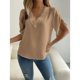 thumbnail image 2 of Blusa con mangas de pétalos Poliéster Cuello en V Suelto Cómodo Casual Mujer Top de verano para ir de compras y citas, 2 of 8
