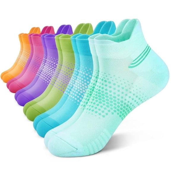 OQRKI Ankle Compression Socks for Women 6 Pairs,Running Socks with Heel Tab,Cushioned Low Cut Athletic Socks