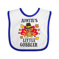 Inktastic Auntie's Little Gobbler with Turkey and Leaves Boys or Girls Baby Bib