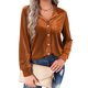 thumbnail image 2 of VISgogo, camisas de terciopelo salvaje a la moda para mujer, blusas de manga larga con cuello vuelto de Color sólido, blusas informales con botones para primavera y otoño VISgogo moda, 2 of 9
