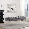 thumbnail image 4 of Modway Valet Modern Style Performance Velvet and Acrylic Bench in Gray, 4 of 5