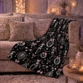 thumbnail image 5 of Ribboned Skeletons And Ornate Spiderweb Heart Pendants, Soft Flannel Blanket with ornate dark Coquette Illustration Print, Housewarming Gift and Home Decor for Bedroom and Living Room, 5 of 7