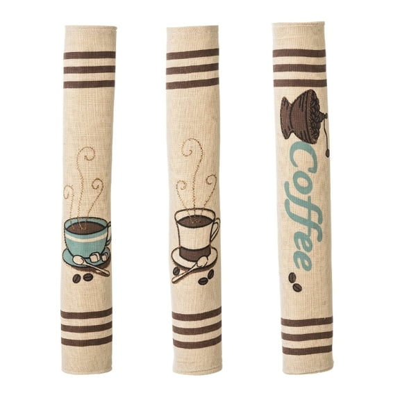 6Pcs Washable Burlap Refrigerator Door Handles Covers With Unique Coffee Bean Pattern, For Home Decors Enthusiasts