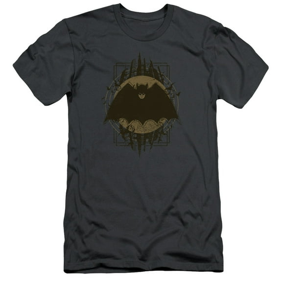 Batman Batman Crest S/S Adult 30/1 T-Shirt-Charcoal