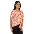 thumbnail image 2 of Moomaya T-Shirts Teinture sur Nœuds à Manches Courtes Froncées pour Femmes Col en V Décontracté en Jersey, 2 of 8