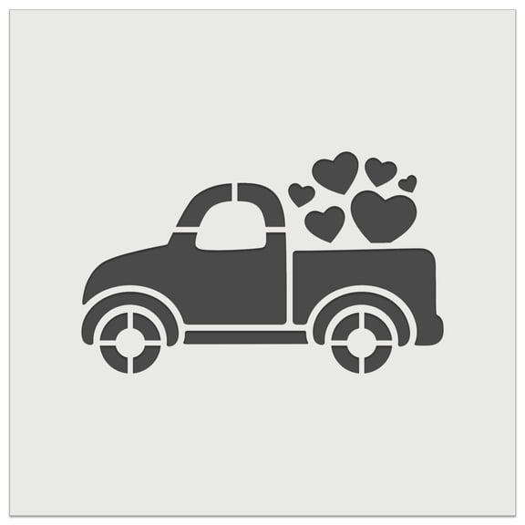 Cute Truck with Hearts DIY Cookie Wall Craft Stencil - 3.5 Inch