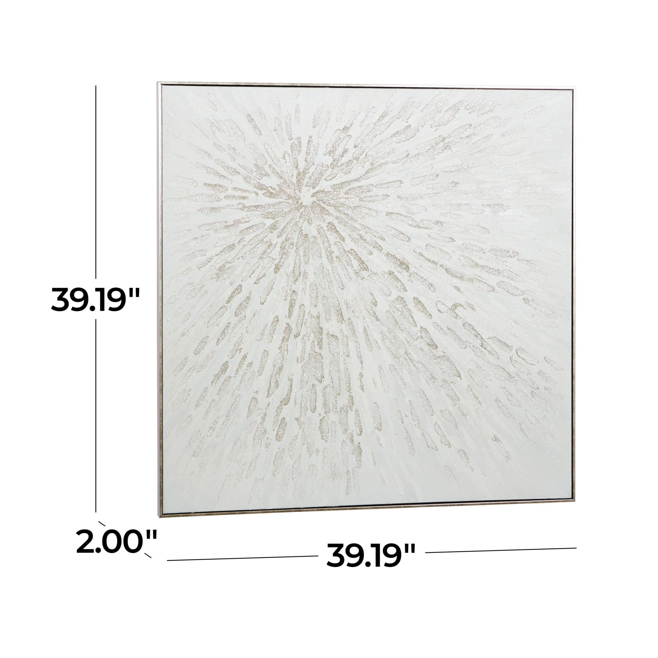 39" x 39" Abstract Metallic Starburst Framed Wall Art with Silver Foil Accents, by CosmoLiving by Cosmopolitan