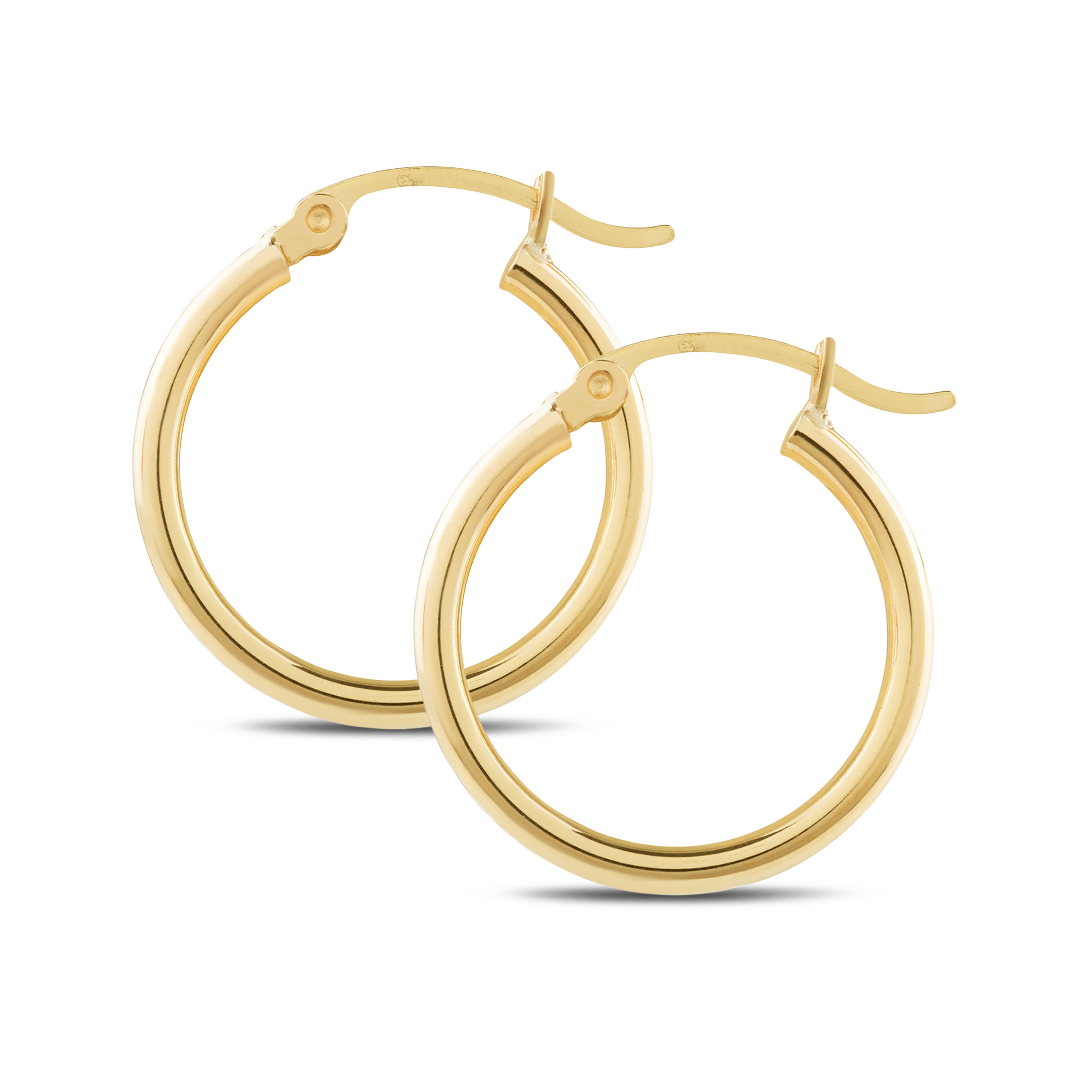 14K Real Yellow Gold 2mm Thickness Polished Endless Small Hoop Earrings 1/2" 
