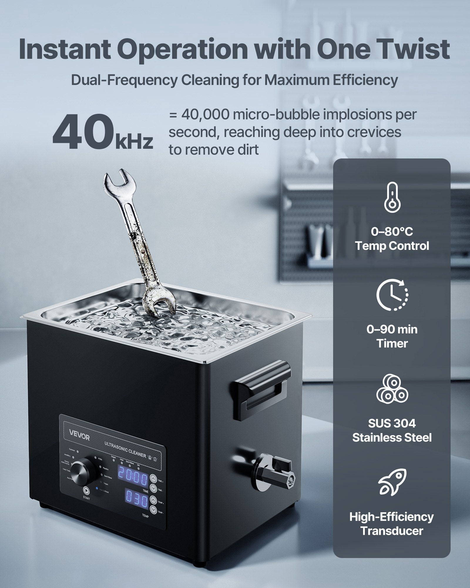 10L Professional Ultrasonic Cleaner Machine with Knob Control Stainless Steel Cleaning Machine with Basket and Cleaning Ball for Watches Razors Jewelry Coins and More