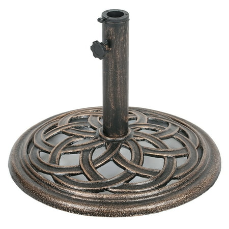 Cast Iron Umbrella Base iKayaa 19.8LB Heavy Duty Patio Garden Umbrella Base Stand Cast Iron Anti-Rust Antique Copper Color ()