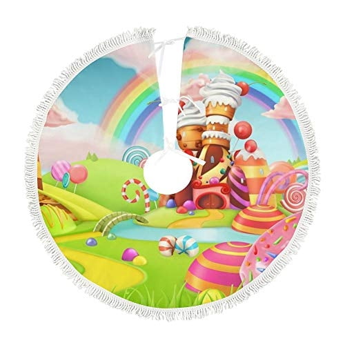 Falda para árbol de Navidad Kuziee Xmas Sweet Candy Land, 76 cm