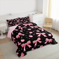 thumbnail image 3 of Castle Fairy Kawaii Bowknot Cherry 3 Pieces Queen Comforter Set for Girls Teens Children,Cute Galaxy Ultra Soft Bedding Sets,Black Pink Bedding Comforter Set,Ultra Soft Home Decor, 3 of 8