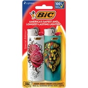BIC Pocket Lighter, Special Edition Flick My BIC Collection, Assorted Lighter Designs, 2 Pack