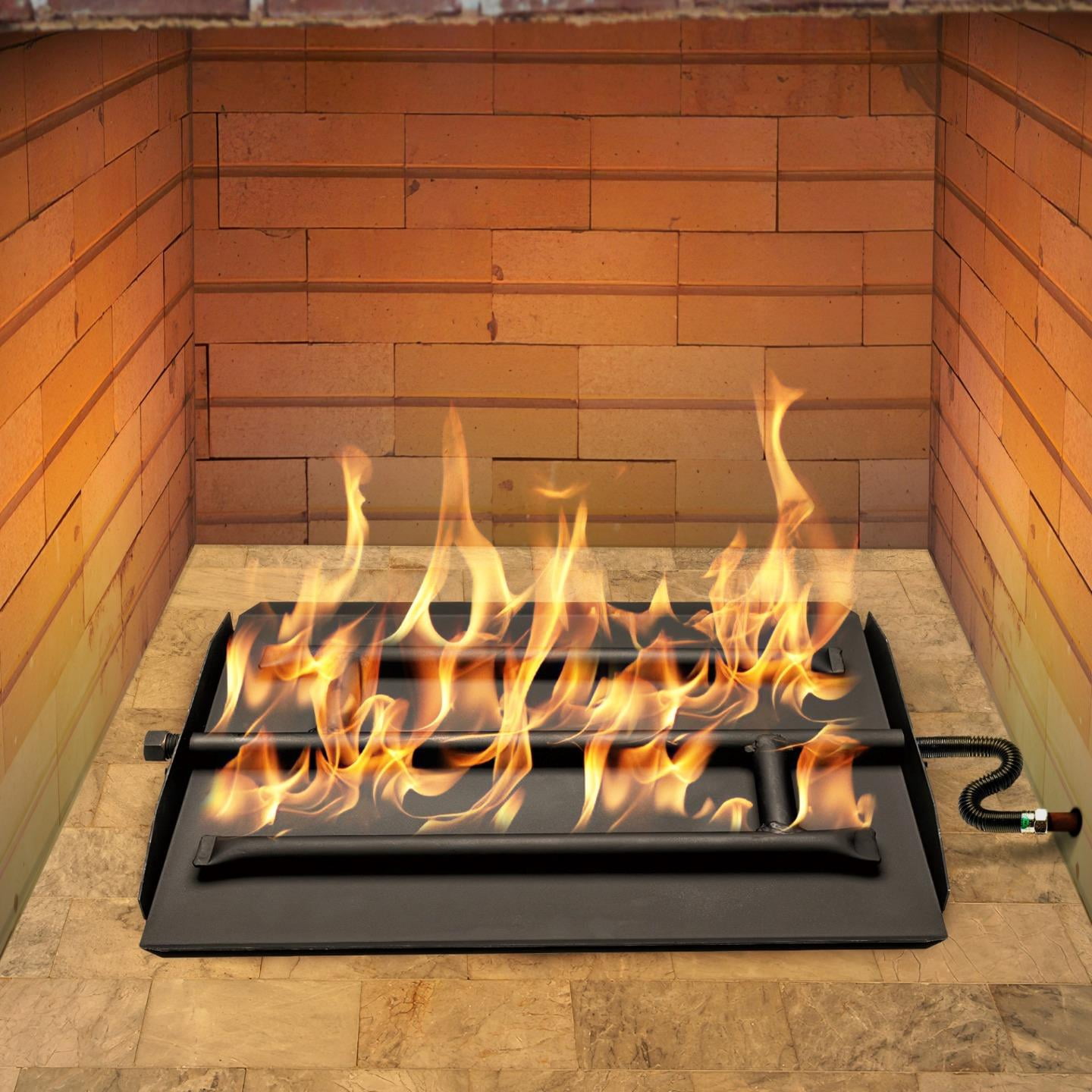 17" Powder Coated Triple Flame Gas Burner with Connection Kit for NG Fire Pit or Fireplace