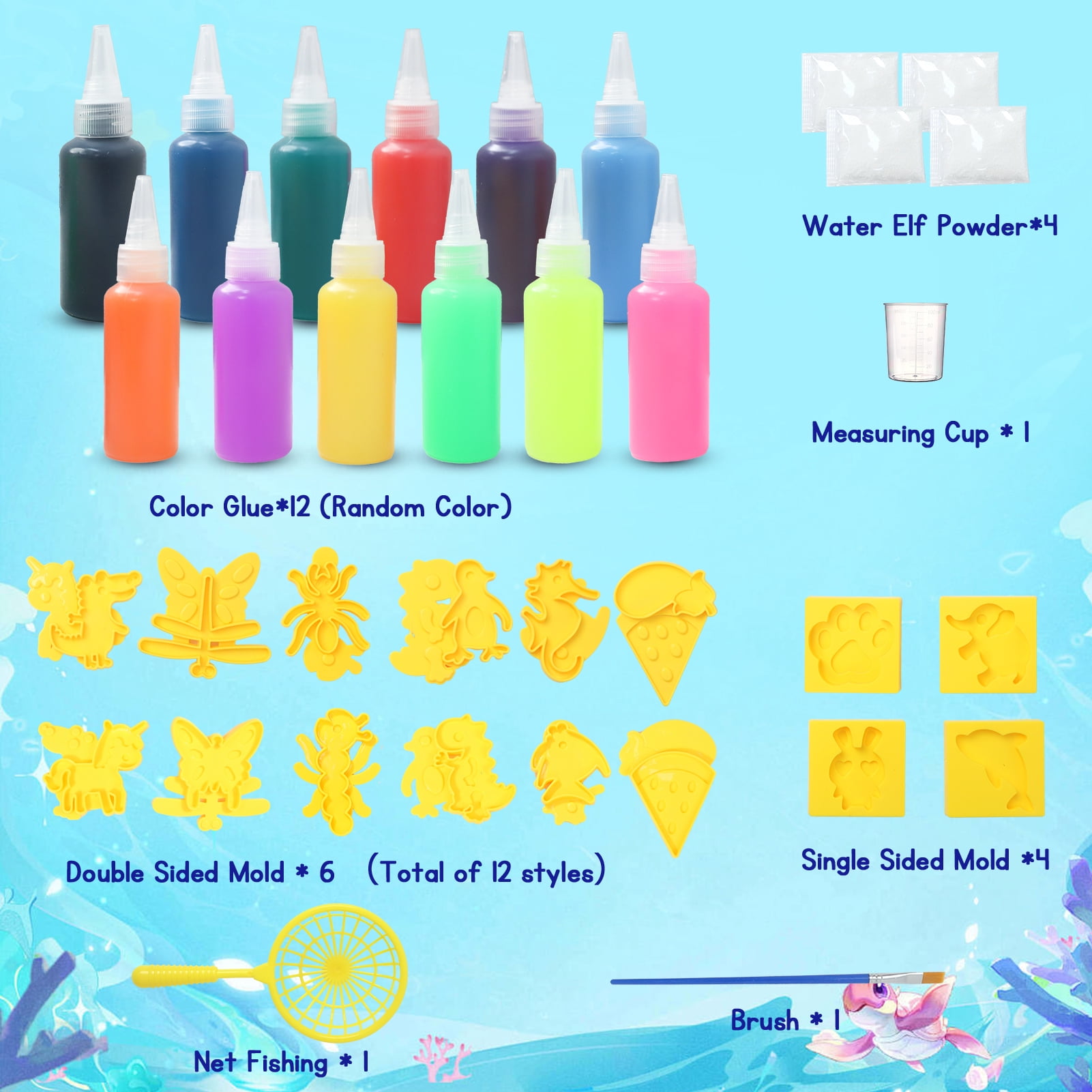 24PCS Magic Water Elf Toy Set, Water Gel Kit, Magic Water Elves, Children's DIY Aqua Fairy Kit With 12 Magic Gels, Christmas Gifts, Birthday Gifts, Party Favors, Arts & Crafts DIY Toys For Kids 3+