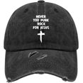 Never Too Punk Rock for Jesus Hat for Mens Washed Distressed Baseball