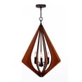 thumbnail image 2 of Woodbridge Lighting Fins Foresee 3-light Wood Foyer Pendant in Cherry/Bronze, 2 of 3