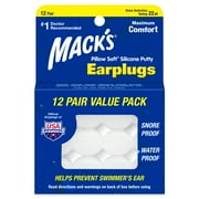 Mack's Pillow Soft Silicone Earplugs, 12 Pair – The Original Moldable Silicone Putty Ear Plugs for Sleeping, Snoring, Swimming, Travel, Concerts and Studying | Made in USA