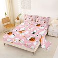 thumbnail image 2 of Homewish Cute Cartoon Halloween Ghost Bed Sheets,Pumpkin Bat Banner Print Full Size Sheets,Blush Pink,4-Piece,1 Flat Sheet,1 Fitted Sheet and 2 Pillowcases, 2 of 6