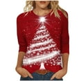 thumbnail image 2 of LEKWK Western Christmas Shirts for Women Xmas Tree Crew Neck 3/4 Sleeve Tops Christmas Sweat Shirts for Women 2025 Casual Christmas Tunics for Women, 2 of 5