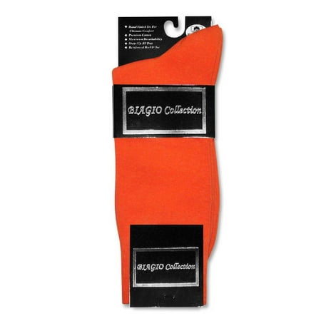 1 Pair of Biagio Solid ORANGE Color Men's COTTON Dress SOCKS