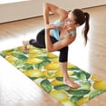 thumbnail image 6 of Yellow Lemon Fruit Leaves White Pattern Hot Yoga Mat Towel Non Slip for Hot Yoga - Quick-Drying Yoga Mat Cover with 4 Corner Pockets with Travel Bag - Hot Yoga Towel Non Slip 70"x26", 6 of 6