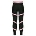 thumbnail image 2 of YIZYIF Kids Girls Stripes Skinny Sports Pants Figure Ice Skating Jogging Workout Leggings Pants Pink 6, 2 of 5