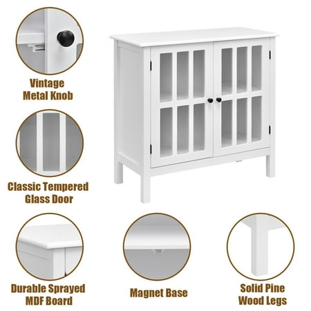 Storage Buffet Cabinet Glass Door Sideboard Console Table Server Display Walmart Canada