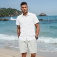 thumbnail image 5 of Mens Casual Short Sleeve Cotton Linen Shirts Buttons Down White Summer Beach Vacation Shirts XL, 5 of 6
