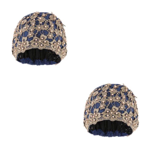 kurtrusly Bonnet de Mode pour Femmes Confortable Chapeau de Chimiothérapie Anti-Cancer Bleu Foncé 2Set