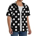thumbnail image 2 of Balery Black and White Polka Dot Camisa Casual de Manga Corta con Botones para Hombre, Texturizada, Estilo Cubano, para Playa, Verano-Medium, 2 of 5