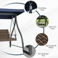 thumbnail image 2 of Aoodor 3-Seat Outdoor Rattan Patio Swing with Adjustable Brown Canopy, Quick-Dry Foam & Rust-Resistant Iron Frame, 2 of 10