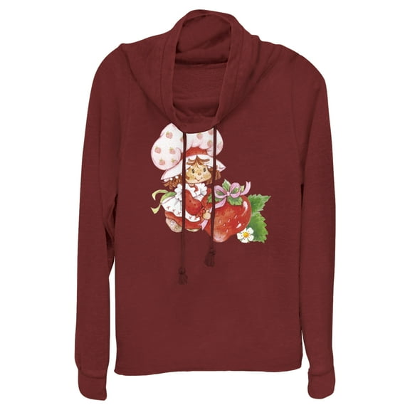 Junior's Strawberry Shortcake Watercolor Berry  Cowl Neck Sweatshirt