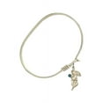 thumbnail image 2 of 6 1/4 inch Oval Eye Hook Bangle Bracelet w/ Guardian Angel medal charm w/ May Green Swarovski Crystal, 2 of 3