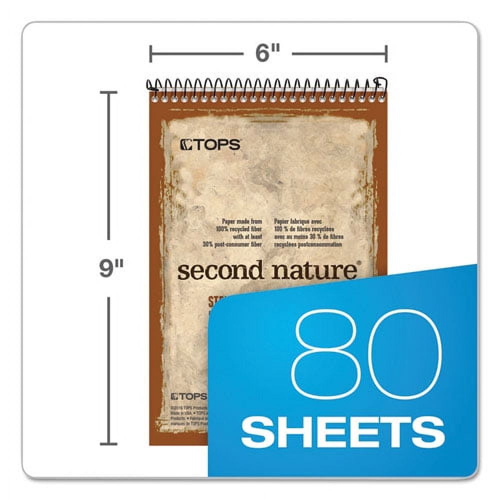 "Second Nature Recycled Notepads, Gregg Rule, Brown Cover, 80 White 6 X 9 Sheets | Bundle of 10 Each"