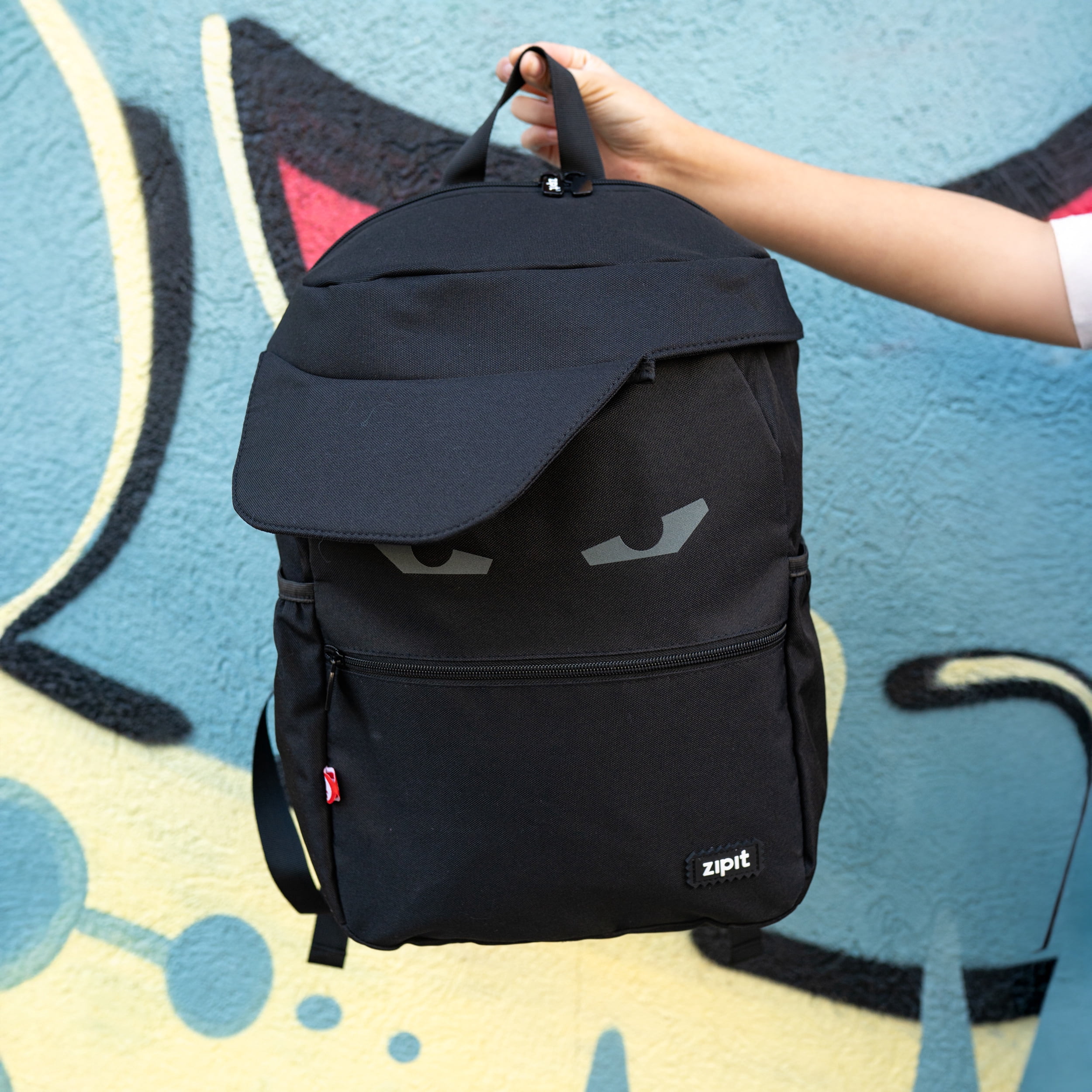 ZIPIT Capster Backpack for Boys, Large Capacity School Bag with Laptop Compartment, Durable Kids and Teen Backpack with Side Pockets, Black