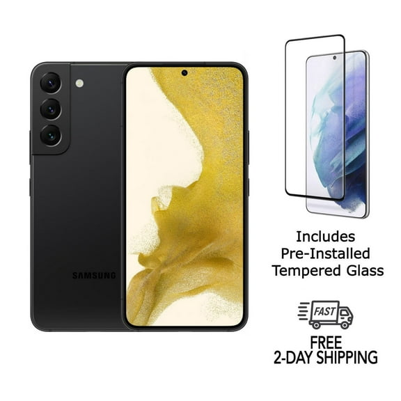 Pre-Owned Samsung Galaxy S22 5G S901U (T-Mobile Only) 128GB Phantom Black with Tempered Glass screen protector
