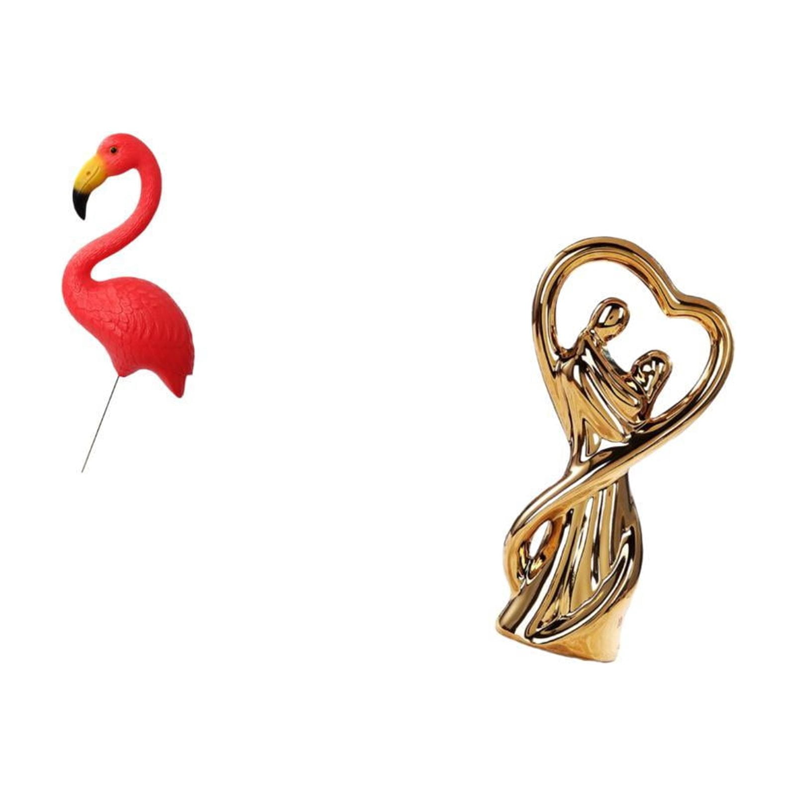 Miulika Flamingo Fairy Garden Sculpture Ornament for Spring Holiday Yard Art with Couple Statue Figurine Lovers Gift for Anniversary Family