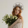 thumbnail image 4 of Tocado de corona de halo de María negra, tocado de diosa de corona de estrella, diadema de diosa griega de aro de cabeza de reina Sunburst, 4 of 5