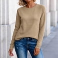 thumbnail image 6 of Kcavykas Womens Tops Waffle Knit Women's Blouses Crew Neck Raglan Long Sleeve Loose Casual Top for Daily, 6 of 8