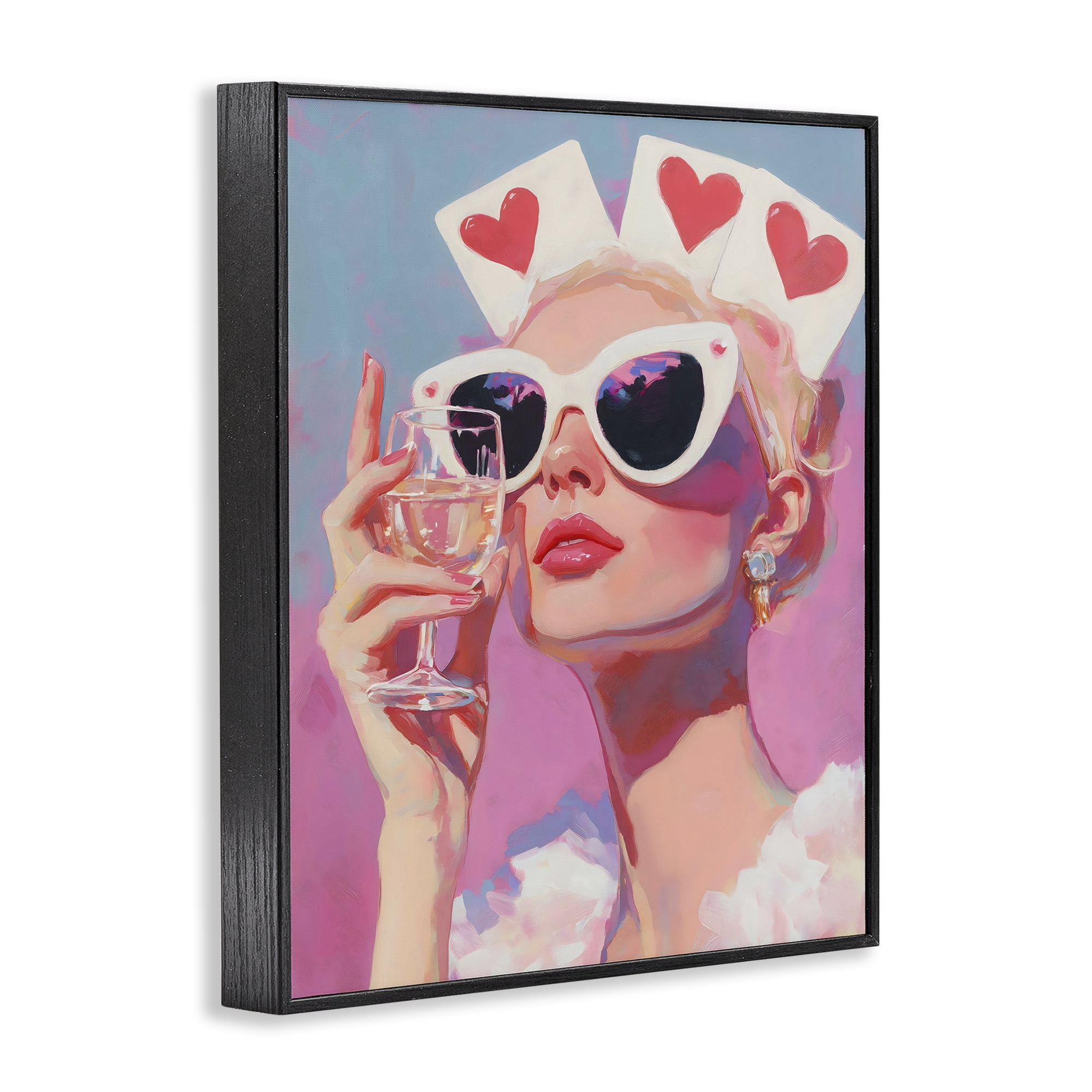 Stupell Industries Queen of Hearts Retro Glam Black Framed Giclee Art, design by The Prints Vibe