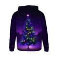 thumbnail image 5 of Sudadera con capucha para hombre, estilo casual, con cuello redondo, estampado de árbol de Navidad, manga larga, blusa de poliéster, 5 of 5