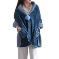 thumbnail image 3 of Wearable Blanket Poncho, No Sleeves Easy On/Off Wrap Shawl with Pocket, Layer Warm Christmas Home Gift for Grandma Mom, 3 of 5
