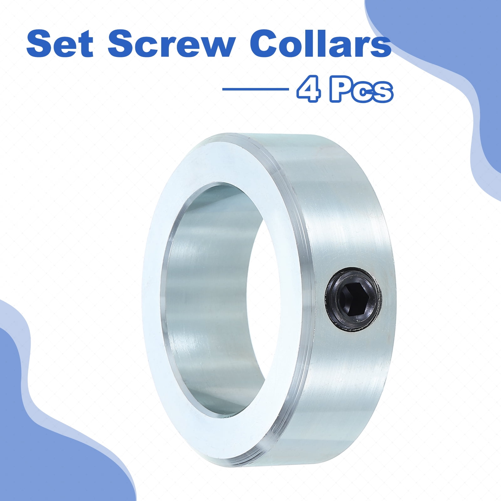 Uxcell 4pack Set Screw Collars 1-7/8" Bore Zinc Plated Steel Shaft Collars, 2-3/4" OD, 7/8" Width Axle Collar Clamp for Linear Rod Shaft Guide